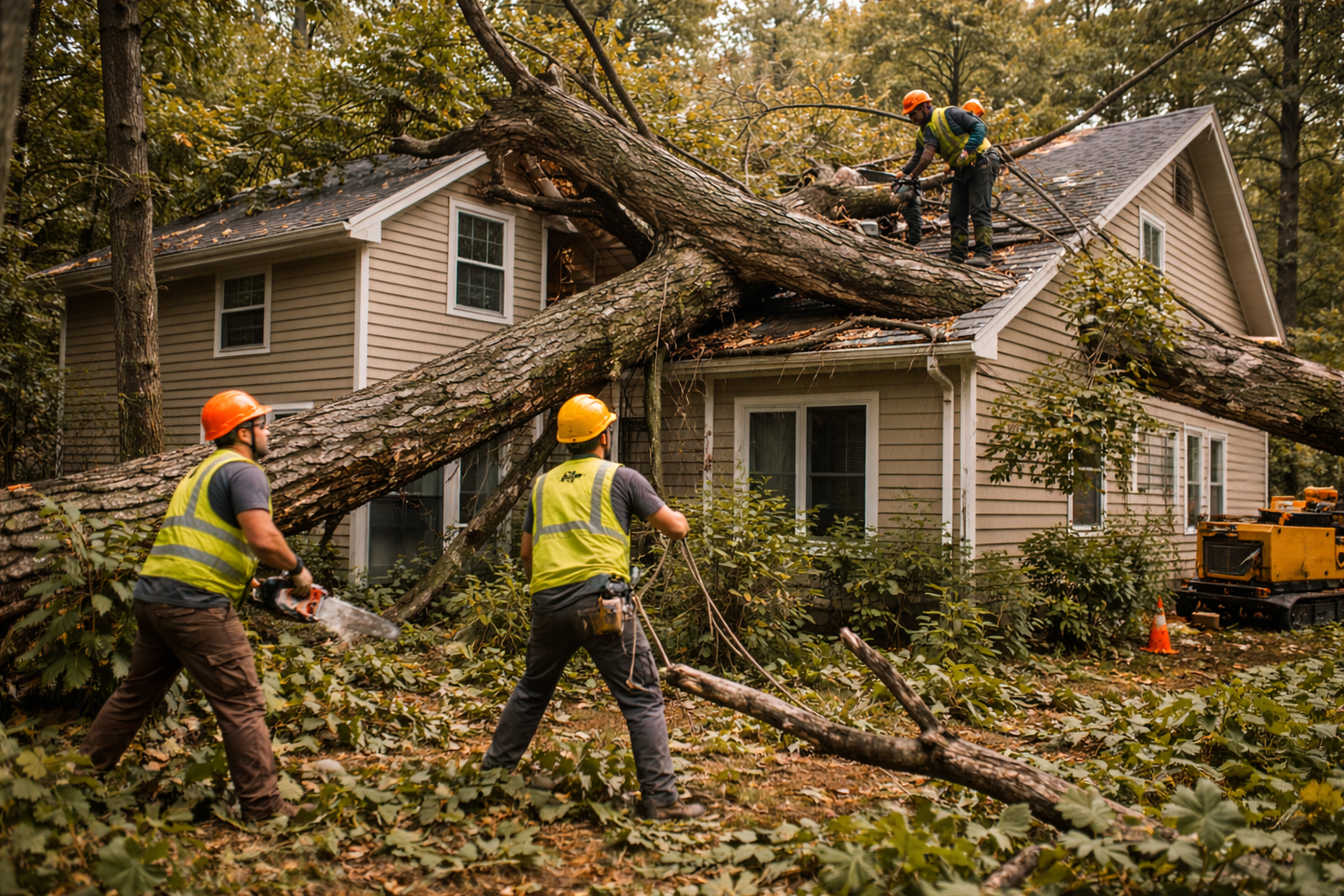 Emergency storm tree removal in Worcester County MA