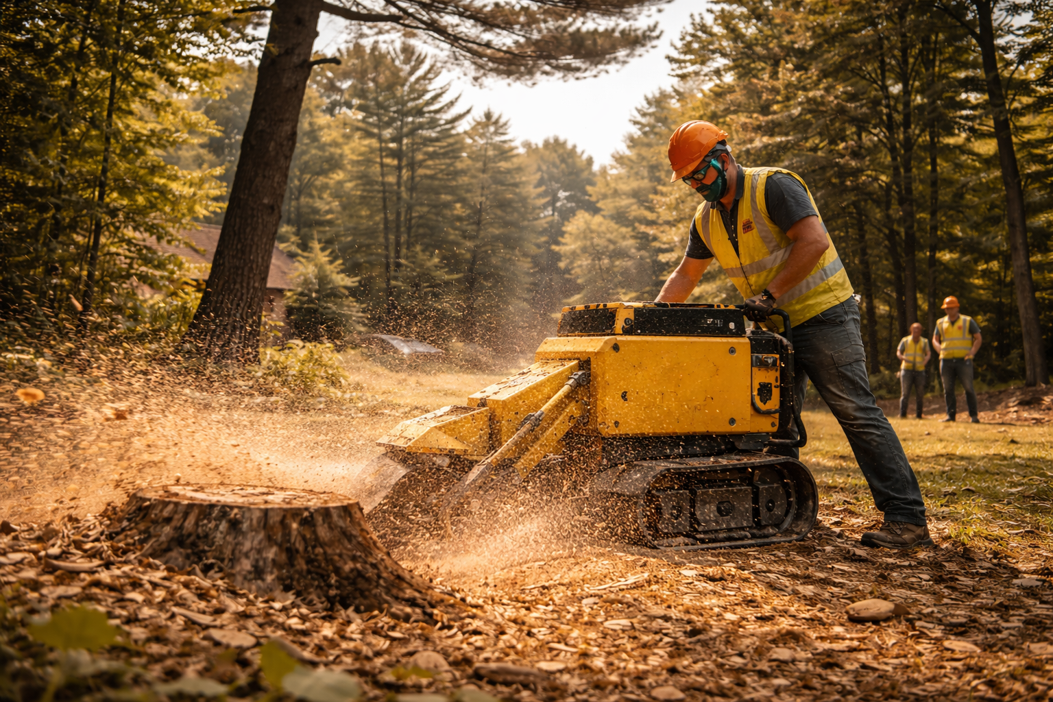 Stump grinding service in Worcester County Massachusetts